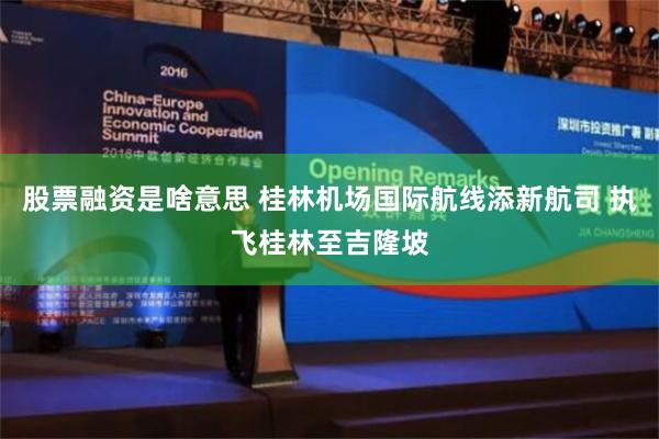 股票融资是啥意思 桂林机场国际航线添新航司 执飞桂林至吉隆坡