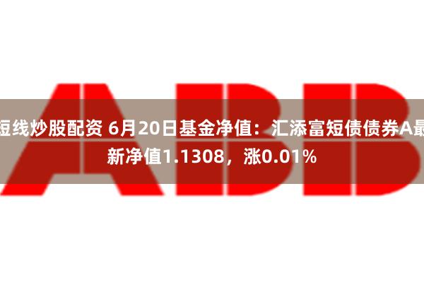 短线炒股配资 6月20日基金净值：汇添富短债债券A最新净值1.1308，涨0.01%