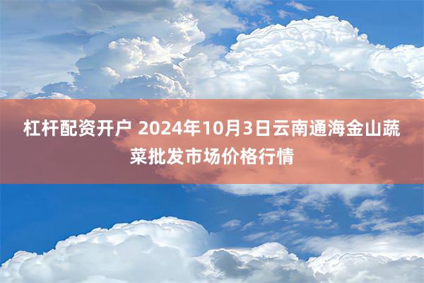 杠杆配资开户 2024年10月3日云南通海金山蔬菜批发市场价格行情